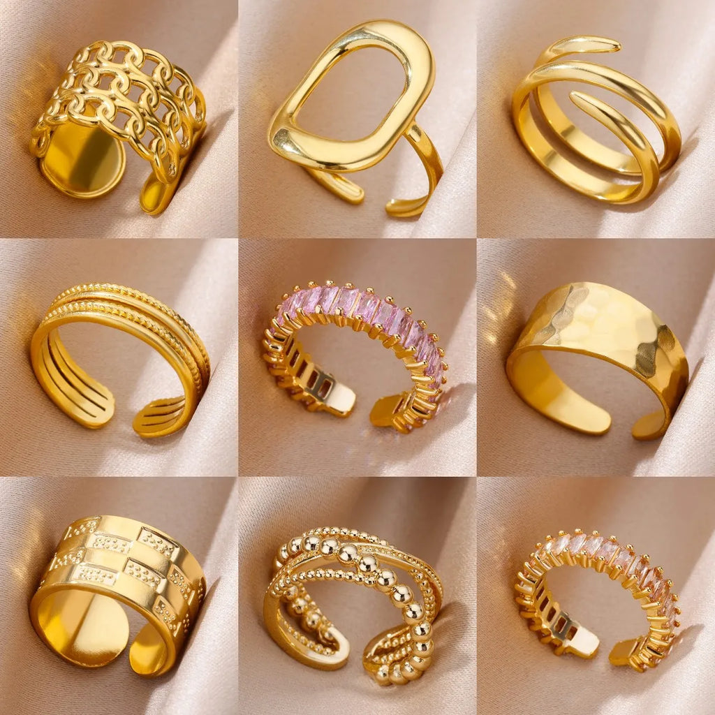 Bague Femme en Acier Inoxydable 316L Dorée – Ne Noircit Pas | Élégance & Durabilité
