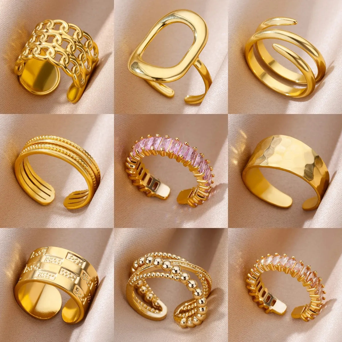 Bague Femme en Acier Inoxydable 316L Dorée – Ne Noircit Pas | Élégance & Durabilité
