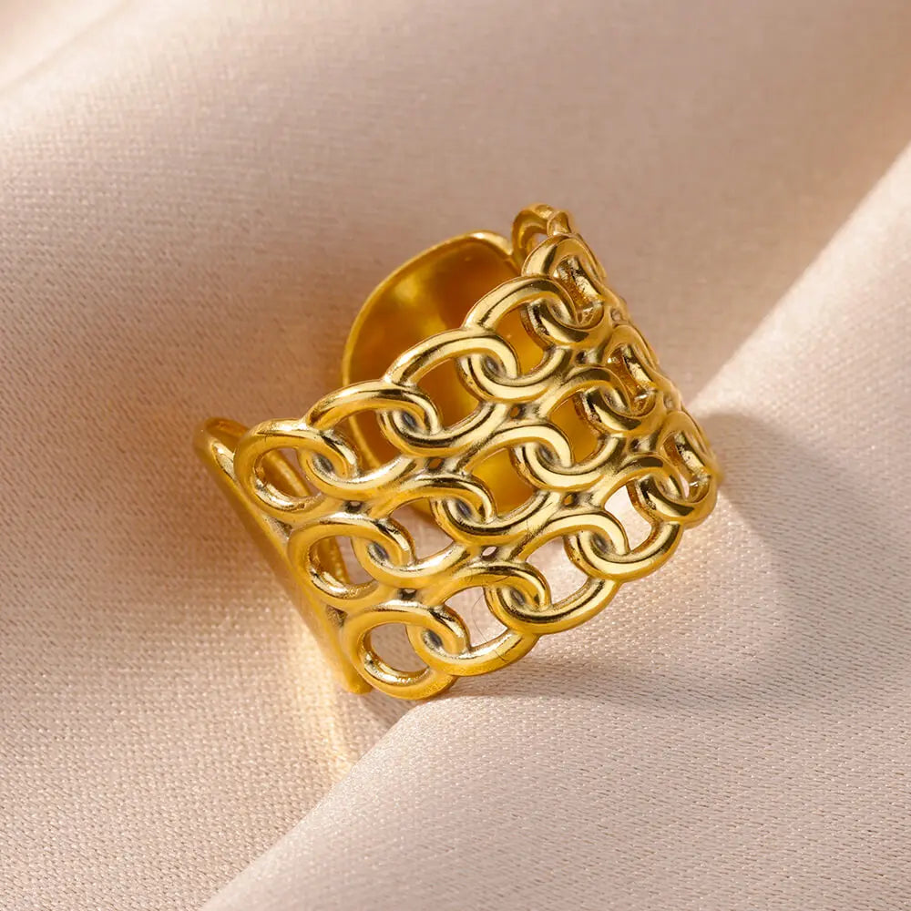Bague Femme en Acier Inoxydable 316L Dorée – Ne Noircit Pas | Élégance & Durabilité