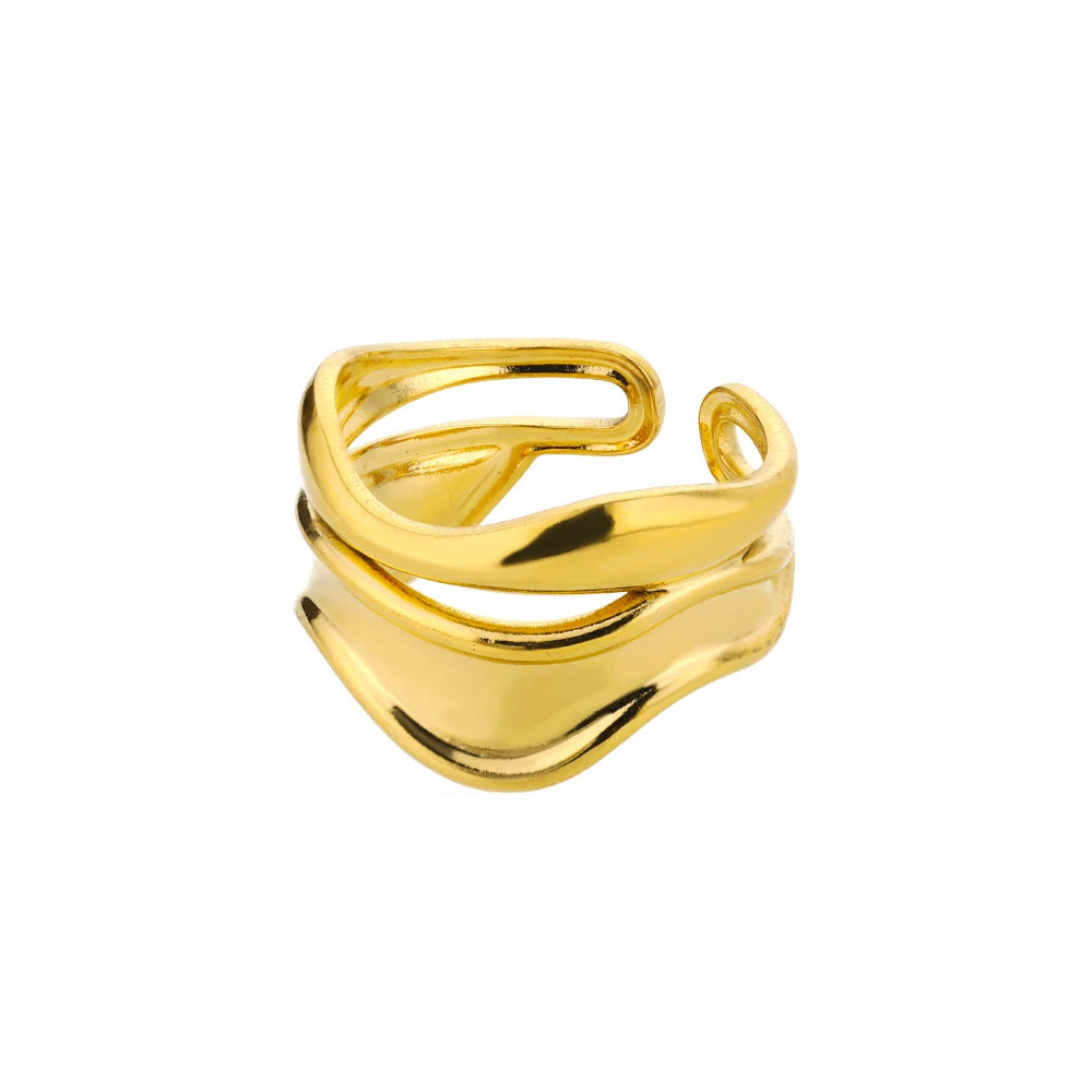 Bague Femme en Acier Inoxydable 316L Dorée – Ne Noircit Pas | Élégance & Durabilité