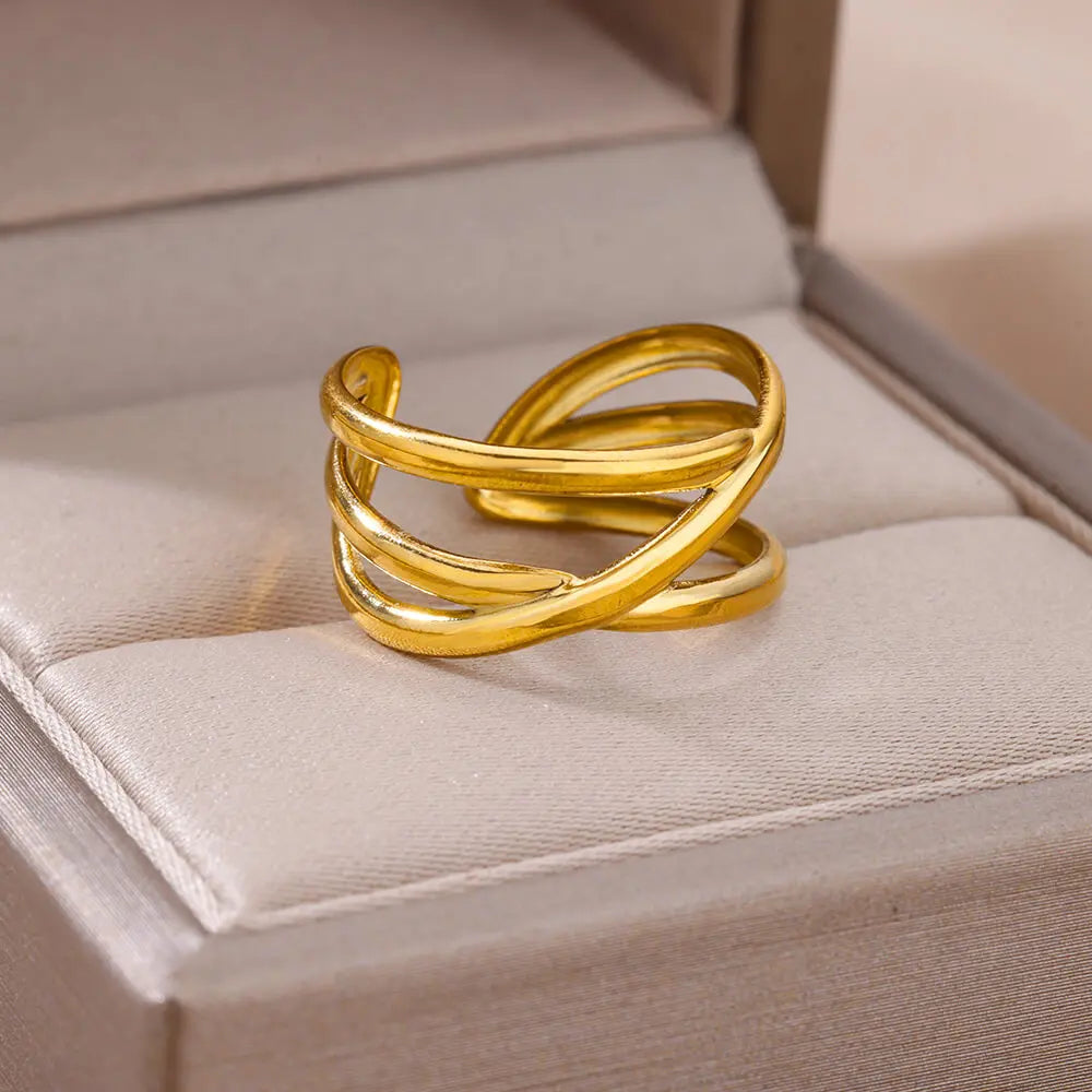 Bague Femme en Acier Inoxydable 316L Dorée – Ne Noircit Pas | Élégance & Durabilité