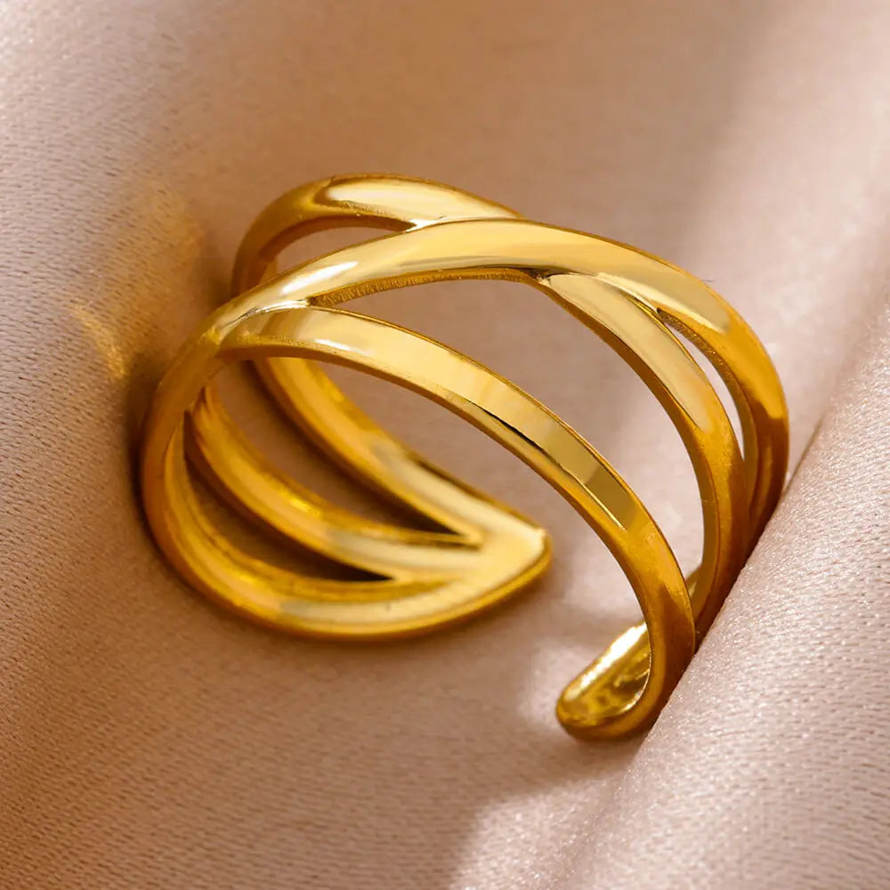 Bague Femme en Acier Inoxydable 316L Dorée – Ne Noircit Pas | Élégance & Durabilité
